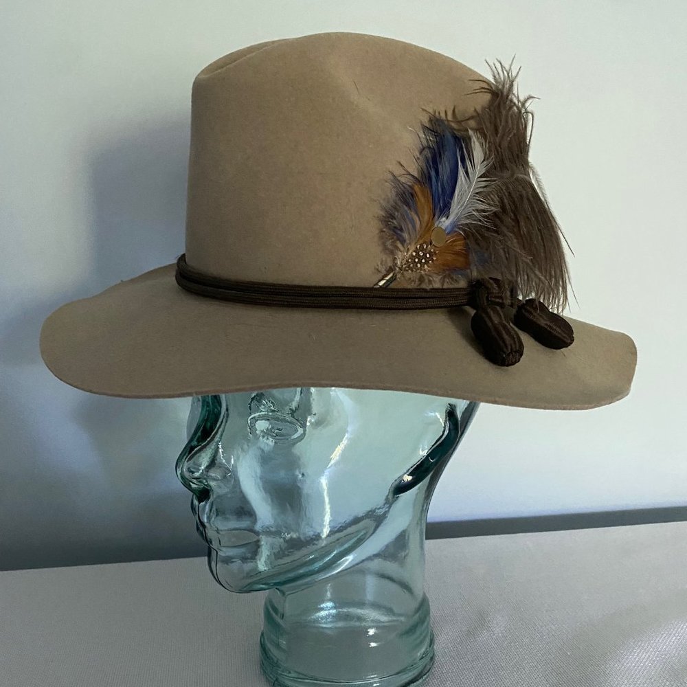 Hat Feather Headband, Tiger of Sweden Hat, Size 6 7/8, Fedora